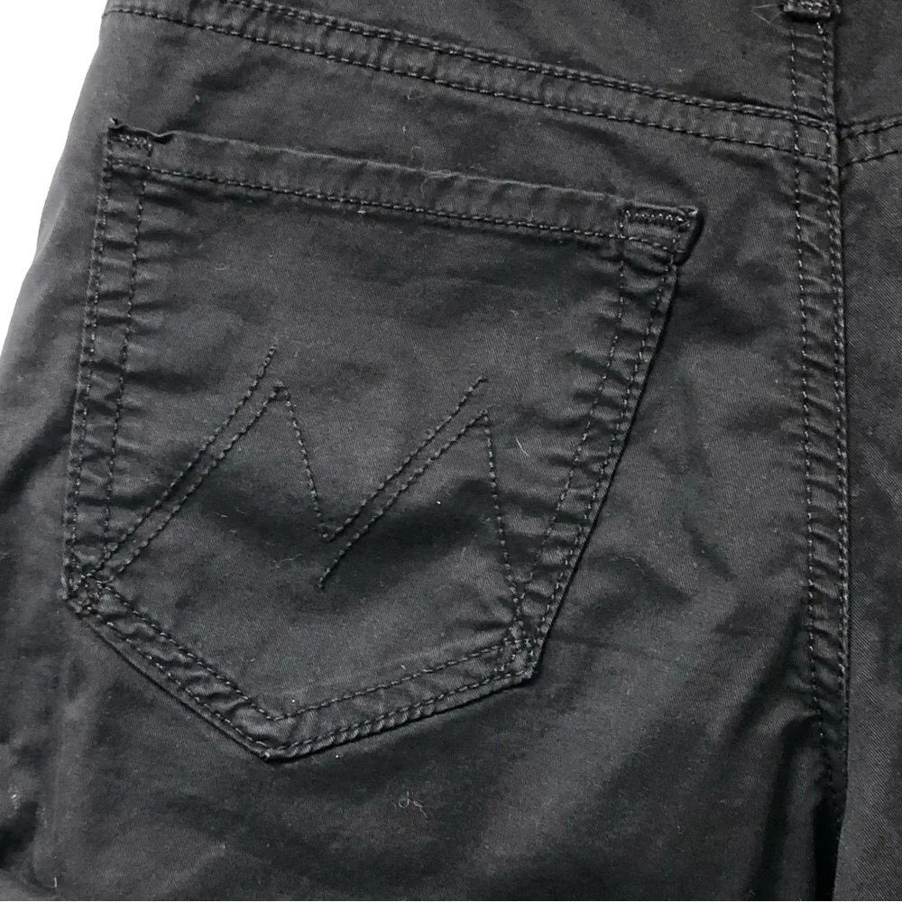 MOTHER Black Cuffed Denim Shorts